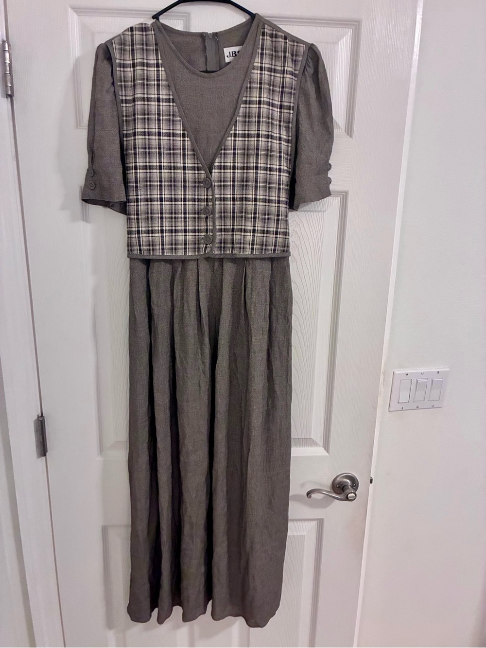Vintage Plaid Gray Dress